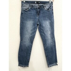 Kut from the Kloth Women's Jeans 8 Reese Ankle Straight Leg Blue Boho Raw hem